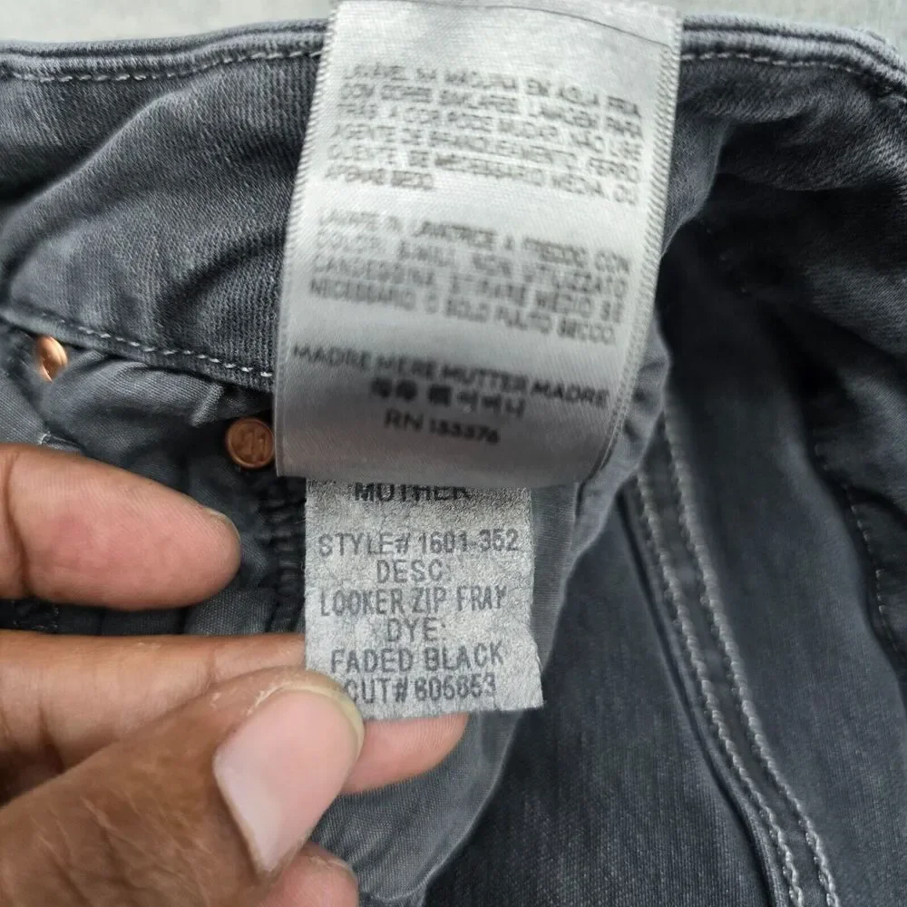 MOTHER Jeans Women's The Looker Zip Fray Dye Faded Black Size 26